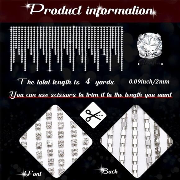 Rhinestone Fringe Belt with Beaded Fringe Trim & Rhinestone Ribbon Tassel Chain - Picture 3 of 7